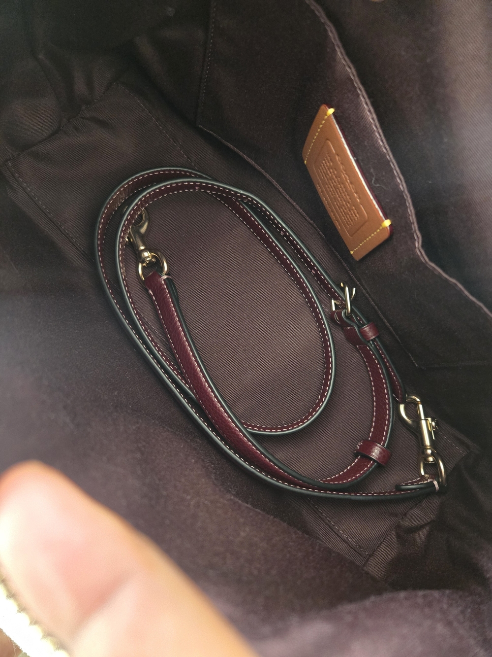 Coach Burgundy Pebbled Leather Satchel with Gold Hardware - Picture 4 of 6